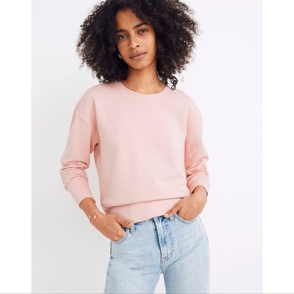 MADEWELL Garment-Dyed Crop Sweatshirt In Forgotten Petal - Picture 1 of 5